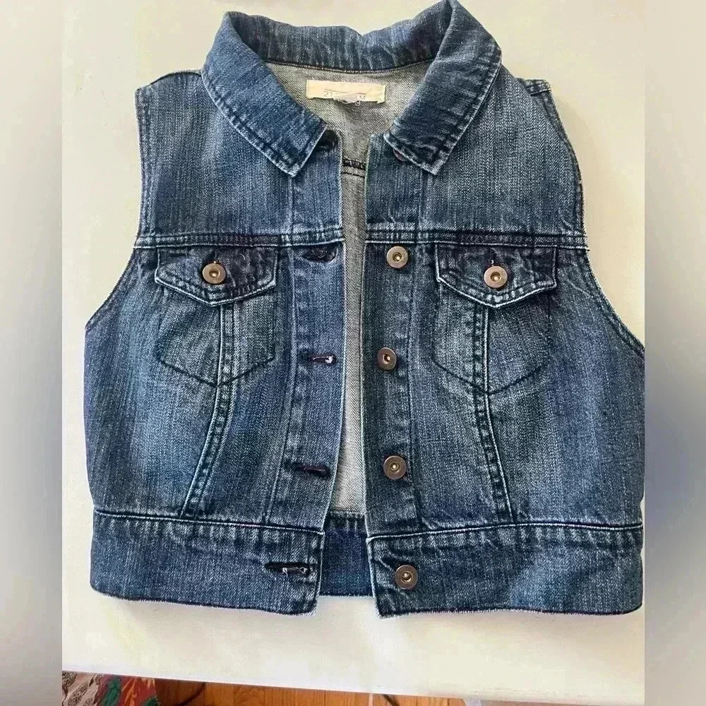 y2k forever 21 Denim waistcoat vest Western Boho Cottage Core coastal cowgirl XS - Picture 5 of 9